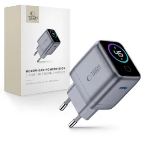 Sieťová nabíjačka Tech-Protect PowerVision NC45W-GaN PD 45 W, 1 port – tmavosivá