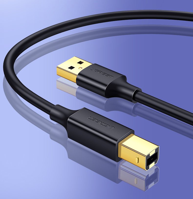 Kábel Ugreen pre tlačiareň USB-B (samec) – USB 2.0 (samec) 480 Mb/s, 1,5 m (US135 10350) – čierna – Obrázok 2