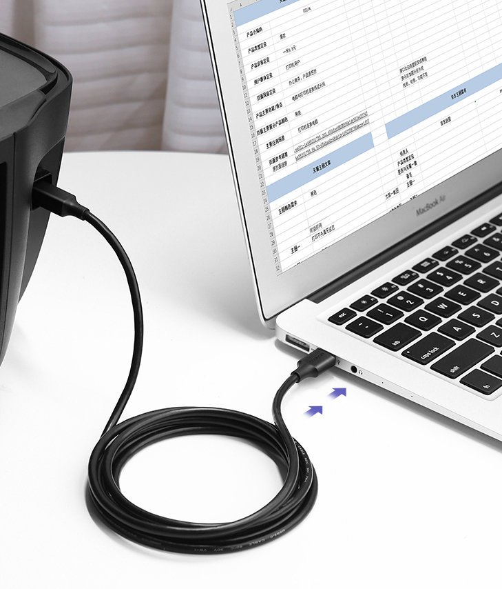 Kábel Ugreen pre tlačiareň USB-B (samec) – USB 2.0 (samec) 480 Mb/s, 1,5 m (US135 10350) – čierna – Obrázok 3