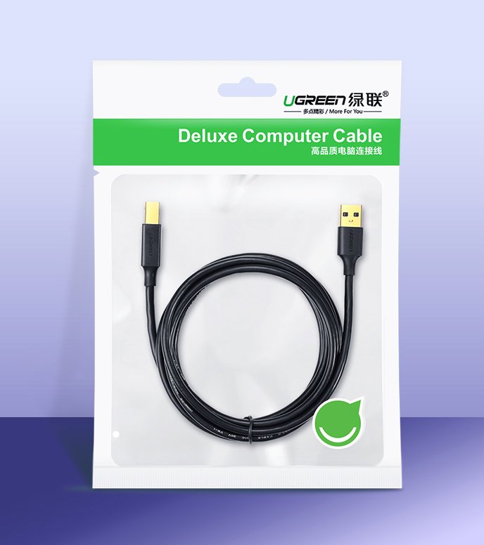Kábel Ugreen pre tlačiareň USB-B (samec) – USB 2.0 (samec) 480 Mb/s, 1,5 m (US135 10350) – čierna – Obrázok 5