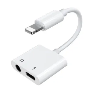 Adaptér pre slúchadlá Joyroom S-Y104 Lightning na Lightning / 3,5 mm jack – biela