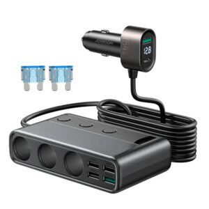 Nabíjačka do auta Joyroom JR-CL06 9in1 154W 5x USB-A / USB-C / 3x zásuvkou zapaľovača PD QC PPS – čierna