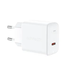Sieťová nabíjačka Acefast A21 GaN USB-C 30 W, PD, QC 3.0, AFC, FCP – biela