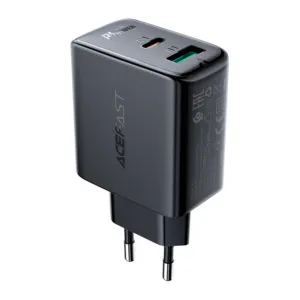 Sieťová nabíjačka Acefast A5 USB-C + USB-A 32 W, PPS, PD, QC 3.0, AFC, FCP – čierna