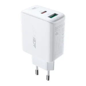 Sieťová nabíjačka Acefast A5 USB-C + USB-A 32 W, PPS, PD, QC 3.0, AFC, FCP – biela