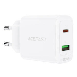 Sieťová nabíjačka Acefast A25 USB-C + USB-A 20 W, PPS, PD, QC 3.0, AFC, FCP – biela