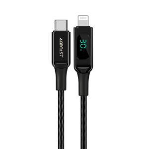 Kábel Acefast MFI USB Type C - Lightning 1.2m, 30W, 3A (C6-01 čierna) – čierna