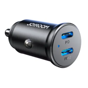 Kovová mini nabíjačka do auta Joyroom JR-CCN06 30 W 2x USB-C – čierna