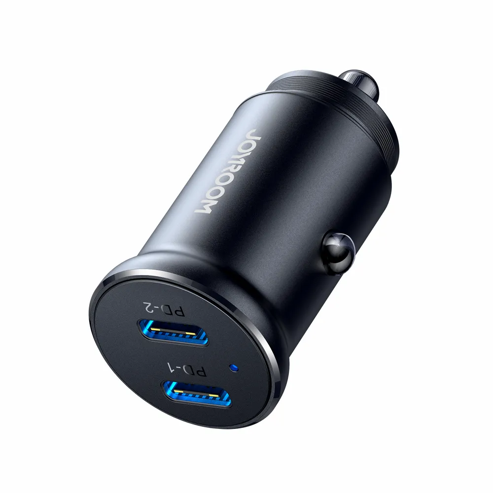 Kovová mini nabíjačka do auta Joyroom JR-CCN06 30 W 2x USB-C – čierna – Obrázok 4
