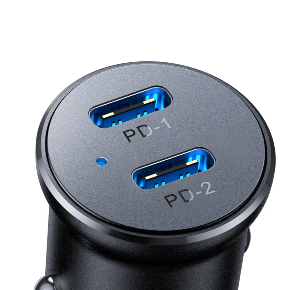 Kovová mini nabíjačka do auta Joyroom JR-CCN06 30 W 2x USB-C – čierna – Obrázok 6