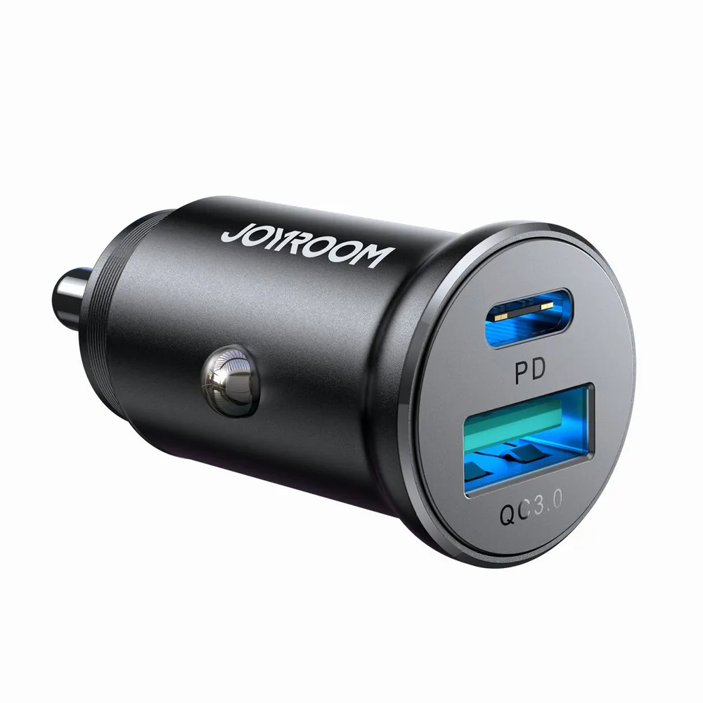 Joyroom JR-CCN05 30W USB-A USB-C mini nabíjačka do auta – čierna