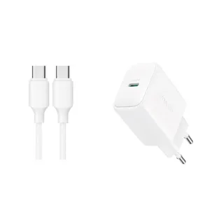 Joyroom JR-TCF20 USB-C PD 20W Sieťová nabíjačka – biela + USB-C / USB-C kábel 1M