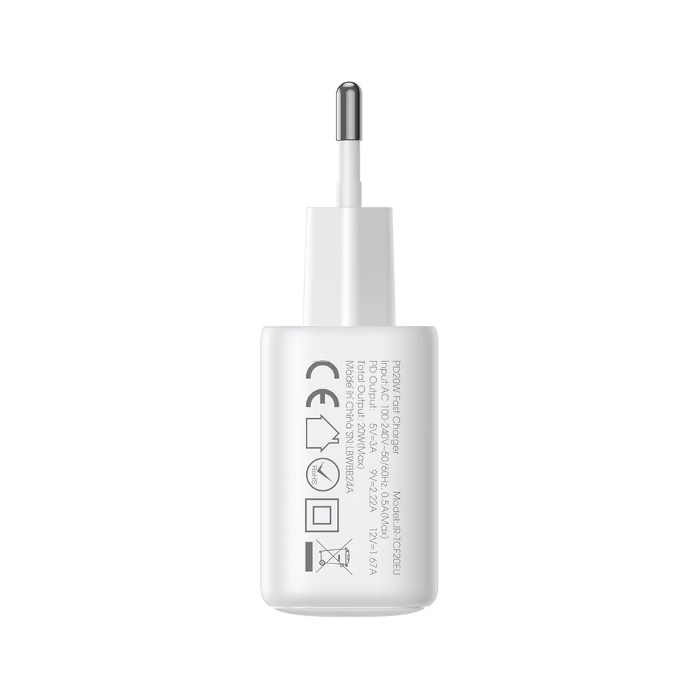 Joyroom JR-TCF20 USB-C PD 20W Sieťová nabíjačka – biela + USB-C / USB-C kábel 1M – Obrázok 4