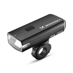 Predné svetlo na bicykel Wozinsky 3000 lm + kábel USB-C – čierne