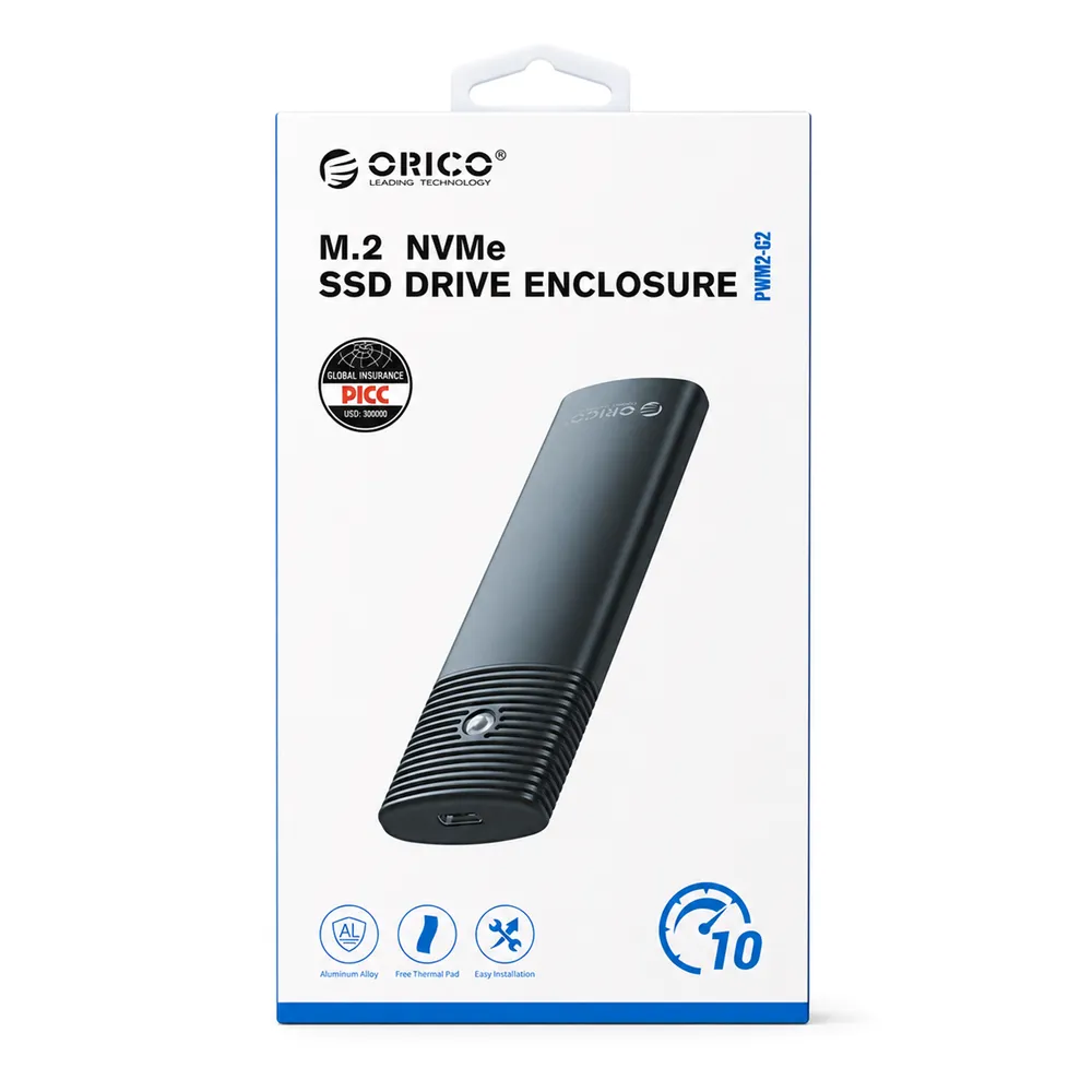 Box na disk Orico PWM2-G2 M.2 NVMe USB-C 10 Gb/s – čierny – Obrázok 4