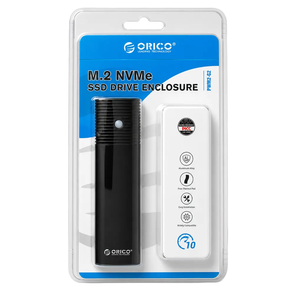 Box na disk Orico PWM2-G2 M.2 NVMe USB-C 10 Gb/s – čierny – Obrázok 4