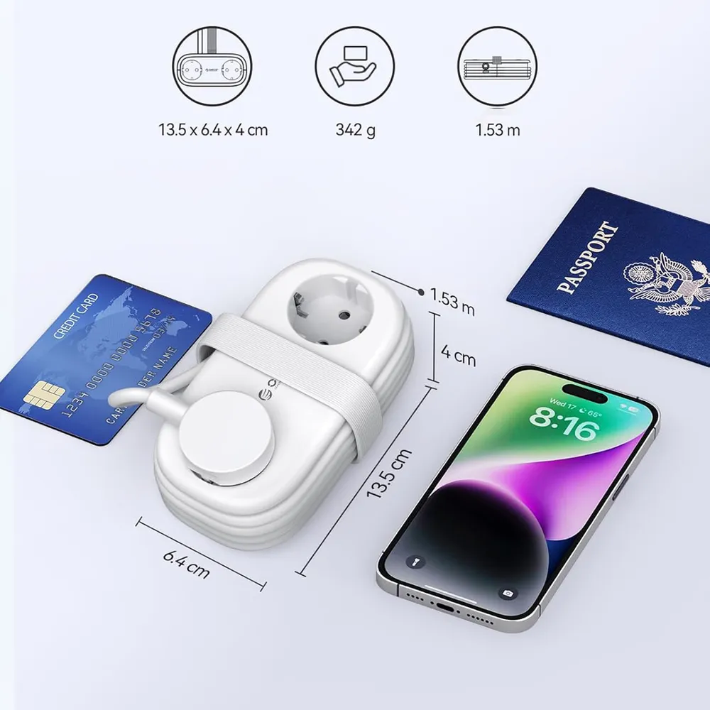 Predlžovačka Orico AP3 GaN 65 W 6 v 1: 2x zásuvka + 2x USB-A + 2x USB-C – biela – Obrázok 3