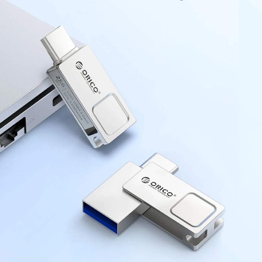 USB kľúč Orico U301 128 GB USB-A + USB-C USB 3.2 Gen 1 – strieborný – Obrázok 2