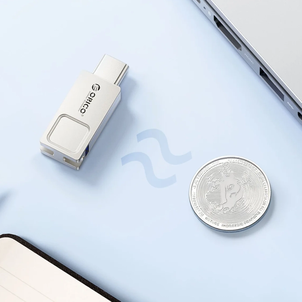 USB kľúč Orico U301 128 GB USB-A + USB-C USB 3.2 Gen 1 – strieborný – Obrázok 3