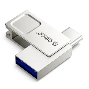 USB kľúč Orico U301 256 GB USB-A + USB-C USB 3.2 Gen 1 – strieborný