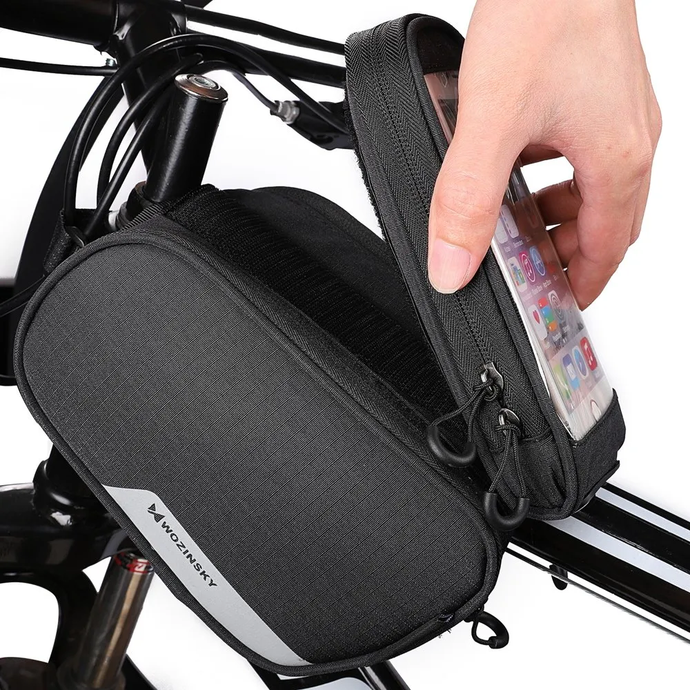 Rámová taška na bicykel Wozinsky s odnímateľným puzdrom na mobil do 6,5" 1,5 l (WBB7BK) – čierna – Obrázok 4