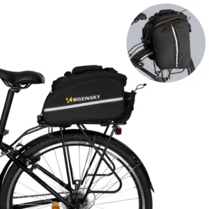 Veľká taška na nosič bicykla Wozinsky 35 l s pláštenkou (WBB19BK) – čierna