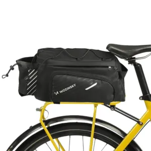 Taška na nosič bicykla Wozinsky s ramenným popruhom 9 l s pláštenkou (WBB22BK) – čierna