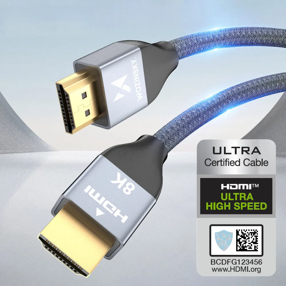 Kábel HDMI 2.1 Wozinsky 8K 60 Hz 48 Gb/s / 4K 120 Hz / 2K 144 Hz 5 m (WHDMI-50) – strieborný – Obrázok 4