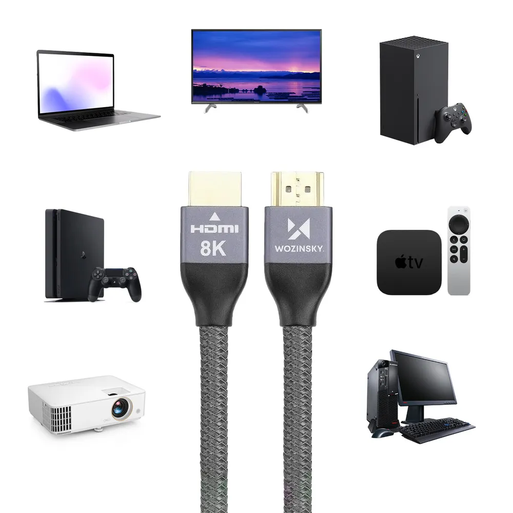 Kábel HDMI 2.1 Wozinsky 8K 60 Hz 48 Gb/s / 4K 120 Hz / 2K 144 Hz 5 m (WHDMI-50) – strieborný – Obrázok 5